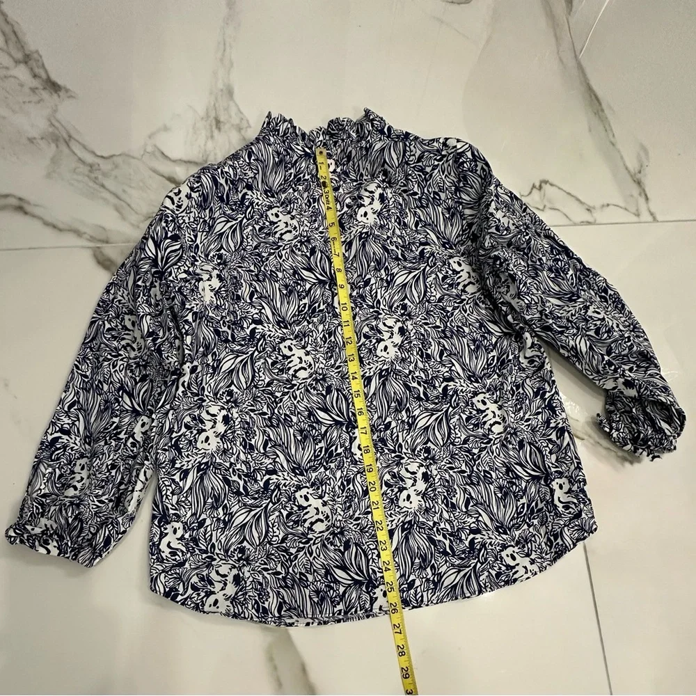 Lilly Pulitzer Sherida Top, Navy/White GDay Mate Print, NWT, Sz. M - Picture 7 of 8